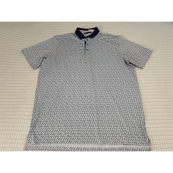 Greyson Polo Shirt Men's XL Blue Geometric All Over Print Stretch Logo Golf - Picture 4 of 12